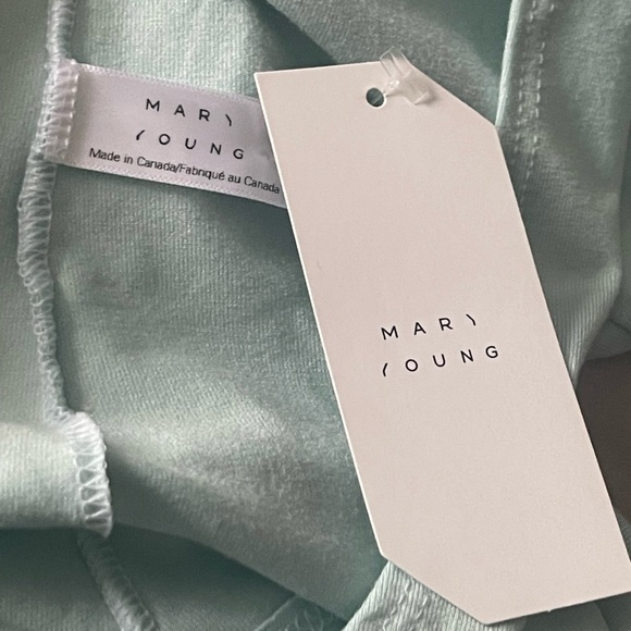 NEW Mary Young Teva Long-Sleeve Bodysuit Teal Light Blue MINT Thong Back Medium - Picture 5 of 6